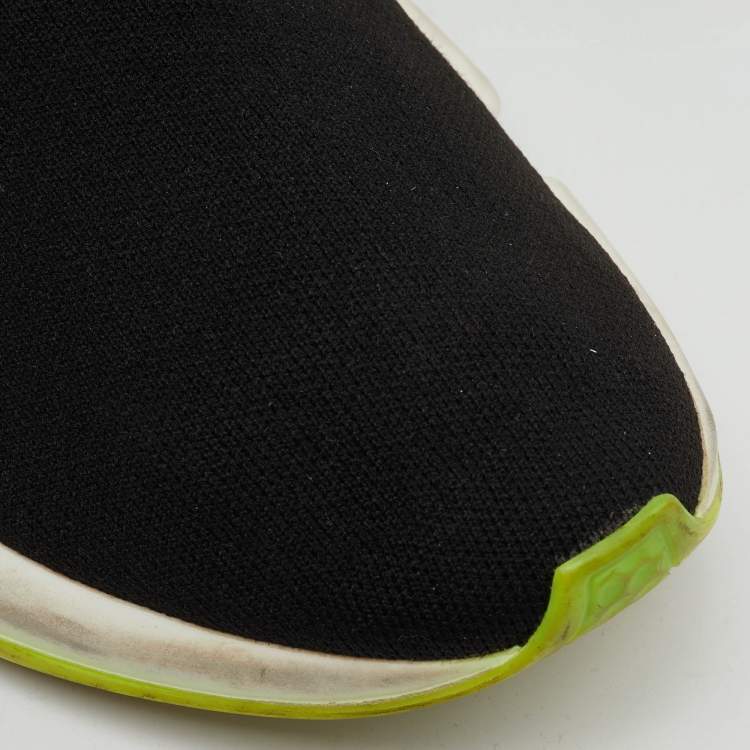 Pre Owned Balenciaga Black Knit Fabric Speed Trainer Slip On Sneakers Size 38