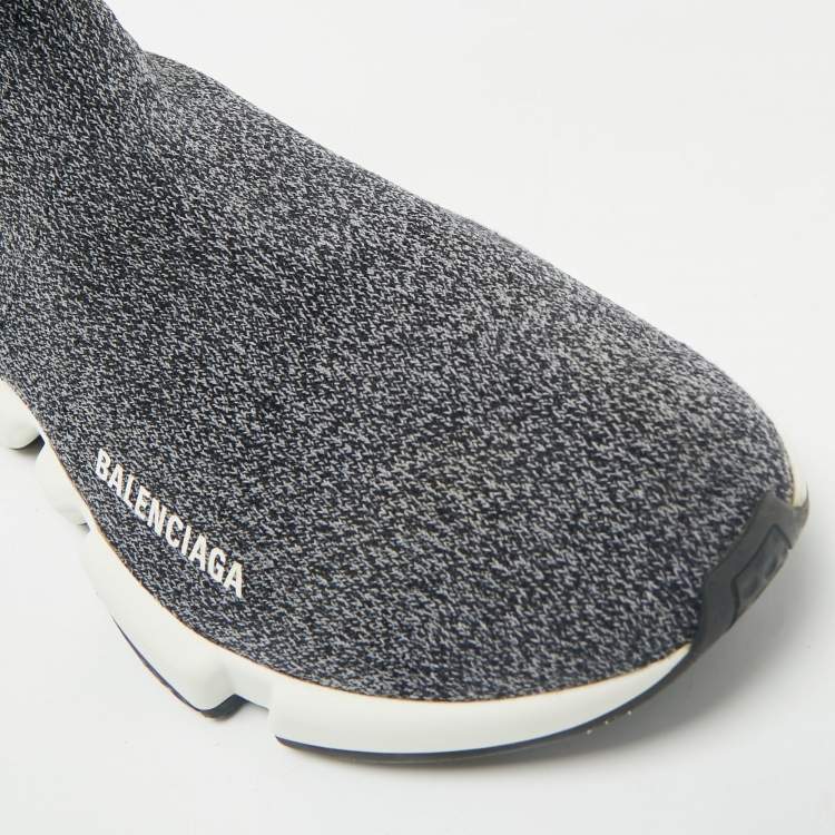 Pre Owned Balenciaga Grey Knit Fabric Speed Trainer Slip On Sneakers Size 40