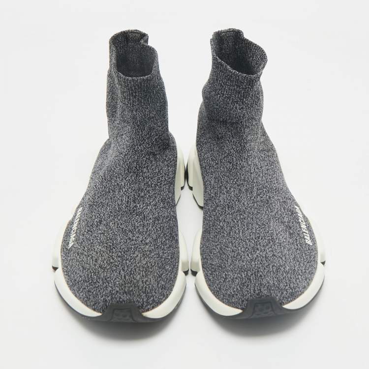 Pre Owned Balenciaga Grey Knit Fabric Speed Trainer Slip On Sneakers Size 40