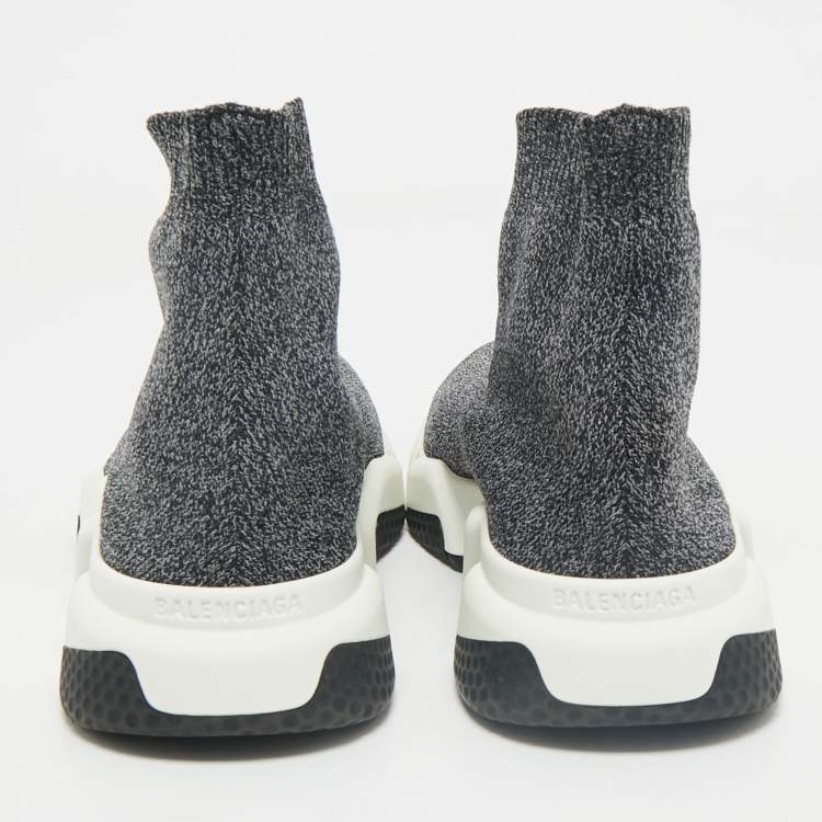 Pre Owned Balenciaga Grey Knit Fabric Speed Trainer Slip On Sneakers Size 40