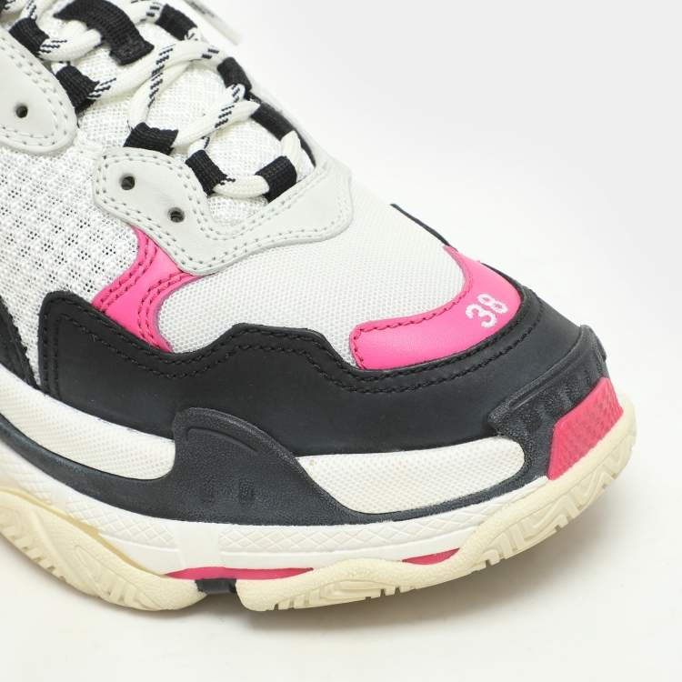 Pre Owned Balenciaga Multicolor Mesh and Nubuck Leather Triple S Sneakers Size 38