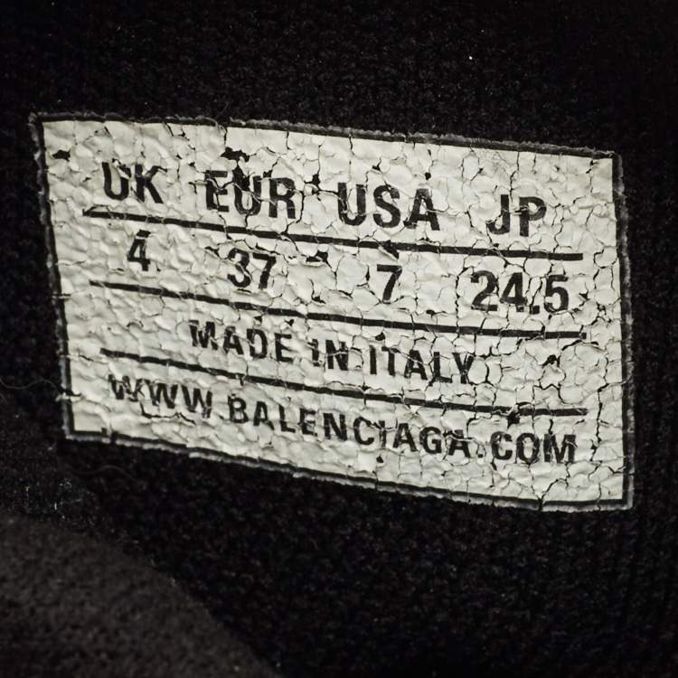 Pre Owned Balenciaga Speed Trainer Size 37 Black Knit Fabric High Top Sneakers