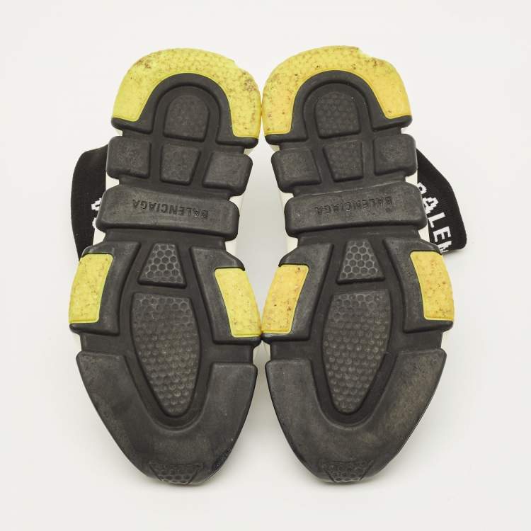 Pre Owned Balenciaga Speed Trainer Size 37 Black Knit Fabric High Top Sneakers