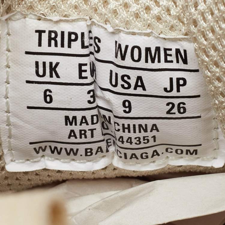 Pre Owned Balenciaga Cream Mesh and Faux Leather Triple S Clear Sole Sneakers Size 39