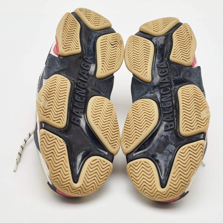 Pre Owned Balenciaga Multicolor Leather and Mesh Triple S Sneakers Size 39