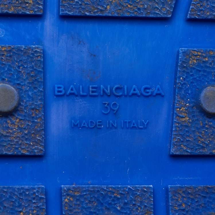 Pre Owned Balenciaga Blue Leather, Suede and Mesh Race Runner Low Top Sneakers Size 39