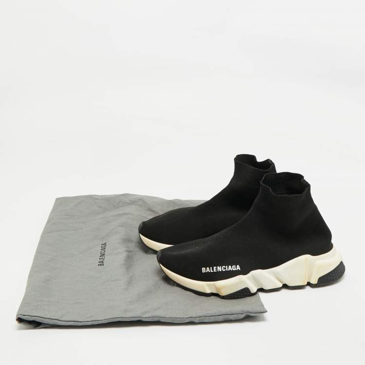 Pre Owned Balenciaga Black Knit Fabric Speed Trainer Slip On Sneakers Size 36
