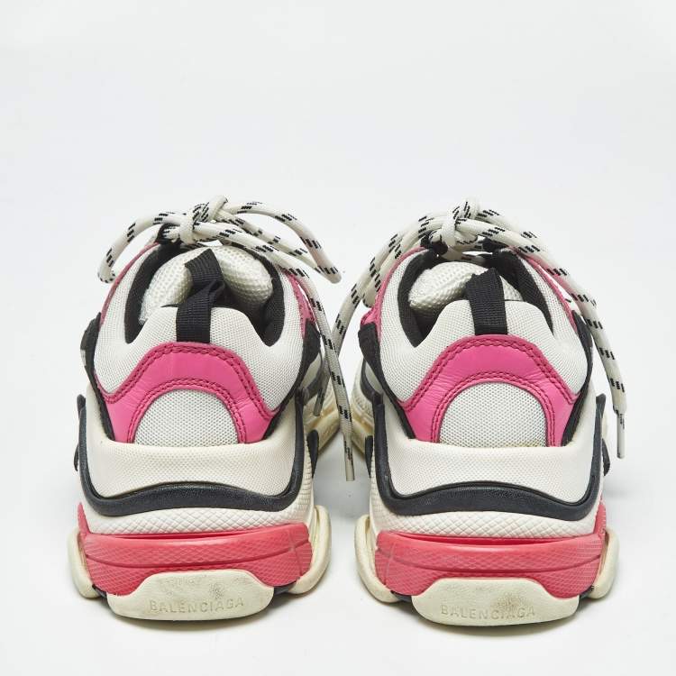 Pre Owned Balenciaga Multicolor Leather and Mesh Triple S Sneakers Size 35