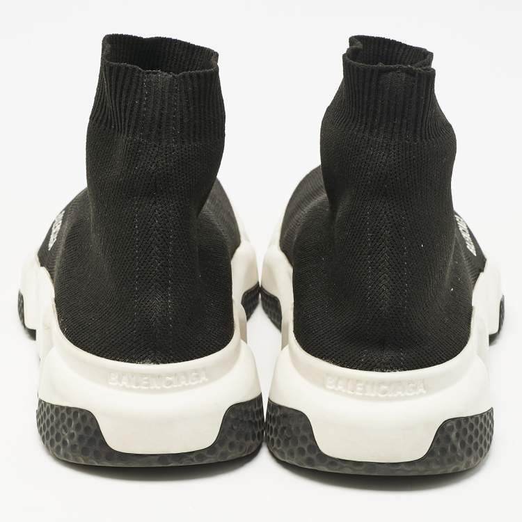 Pre Owned Balenciaga Black Knit Fabric Speed Trainer Slip On Sneakers Size 39