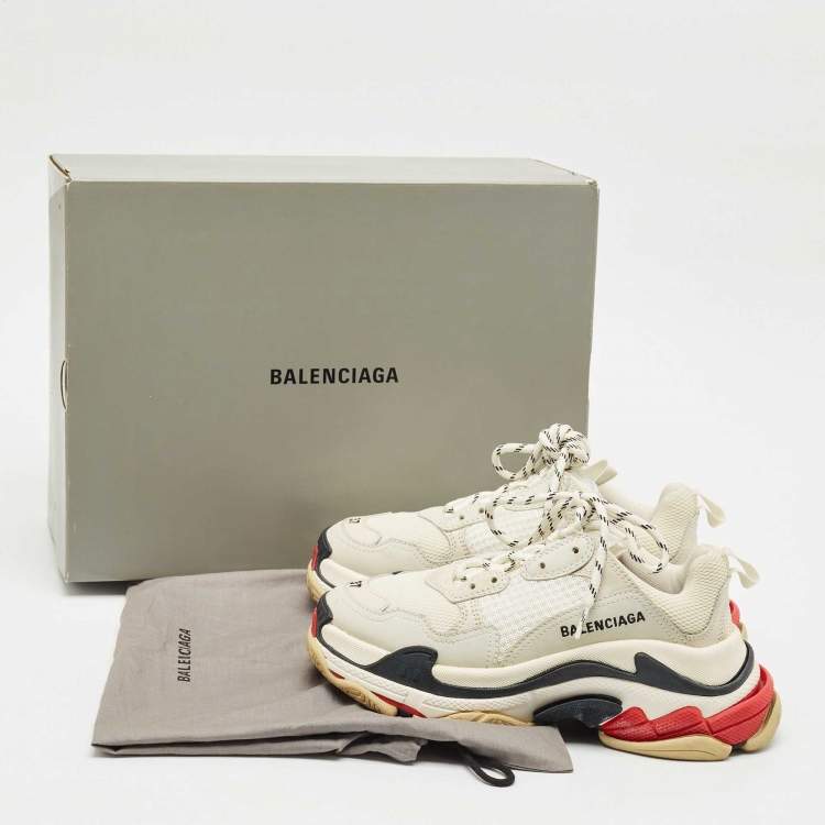 Pre Owned Balenciaga Multicolor Leather and Mesh Triple S Sneakers Size 37