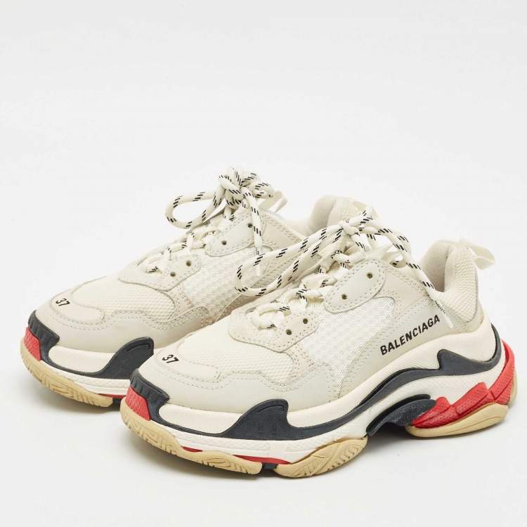Pre Owned Balenciaga Multicolor Leather and Mesh Triple S Sneakers Size 37