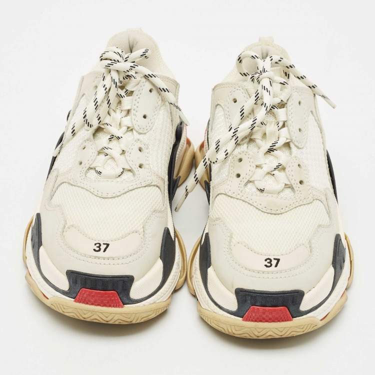 Pre Owned Balenciaga Multicolor Leather and Mesh Triple S Sneakers Size 37