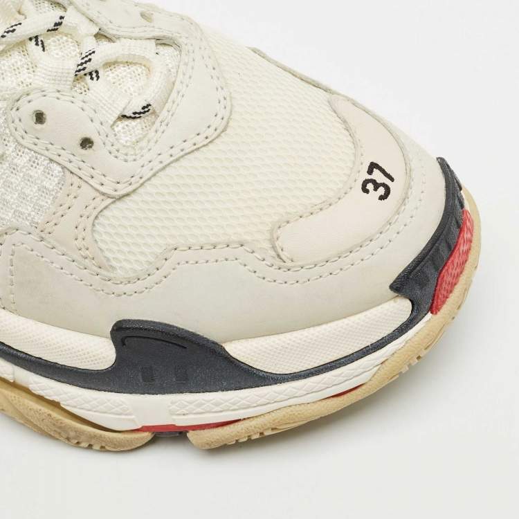 Pre Owned Balenciaga Multicolor Leather and Mesh Triple S Sneakers Size 37