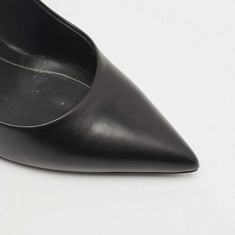 Pre Owned Balenciaga Black Leather Studded Ankle Strap Pumps Size 38.5