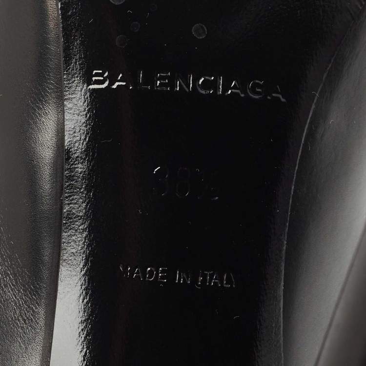 Pre Owned Balenciaga Black Leather Studded Ankle Strap Pumps Size 38.5