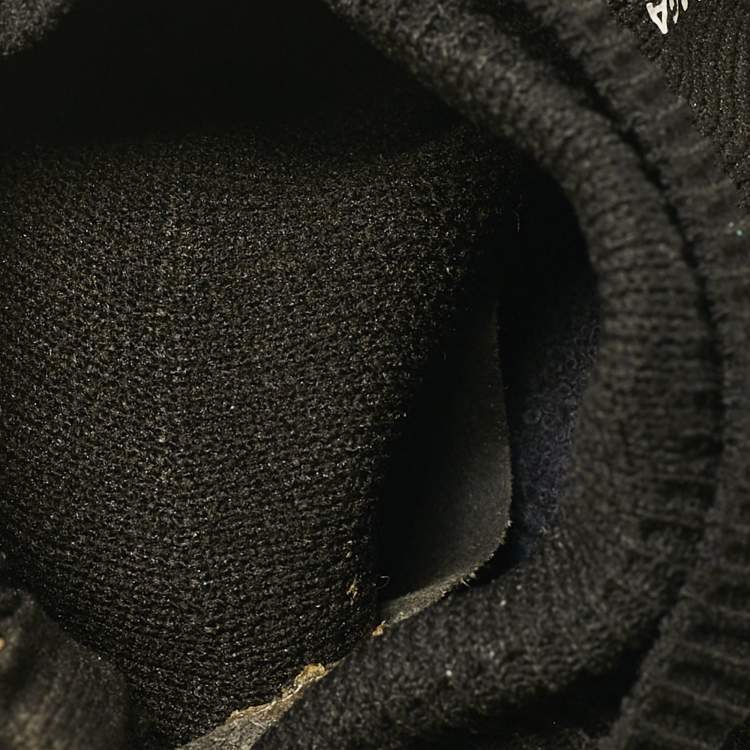 Pre Owned Balenciaga Black/White Knit Fabric Allover Logo Speed Trainer Sneakers Size 39