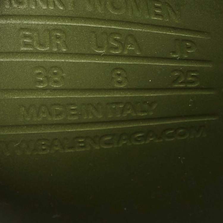 Pre Owned Balenciaga Dark Green Rubber Chunky Logo Pool Slides Size 38