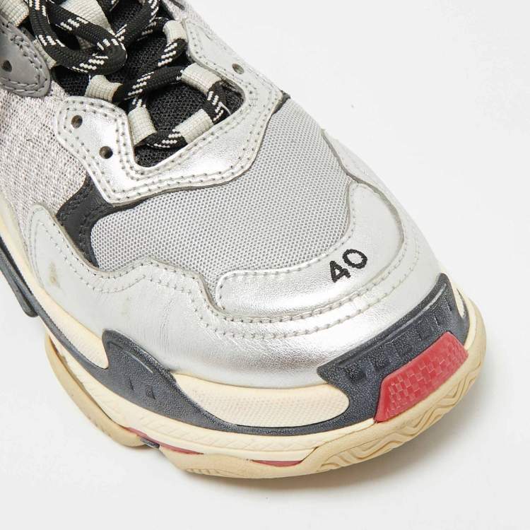 Pre Owned Balenciaga Multicolor Leather and Mesh Triple S Sneakers Size 40