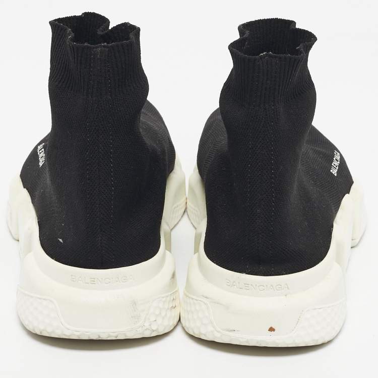 Pre Owned Balenciaga Black Knit Fabric Speed Trainer High Top Sneakers Size 40