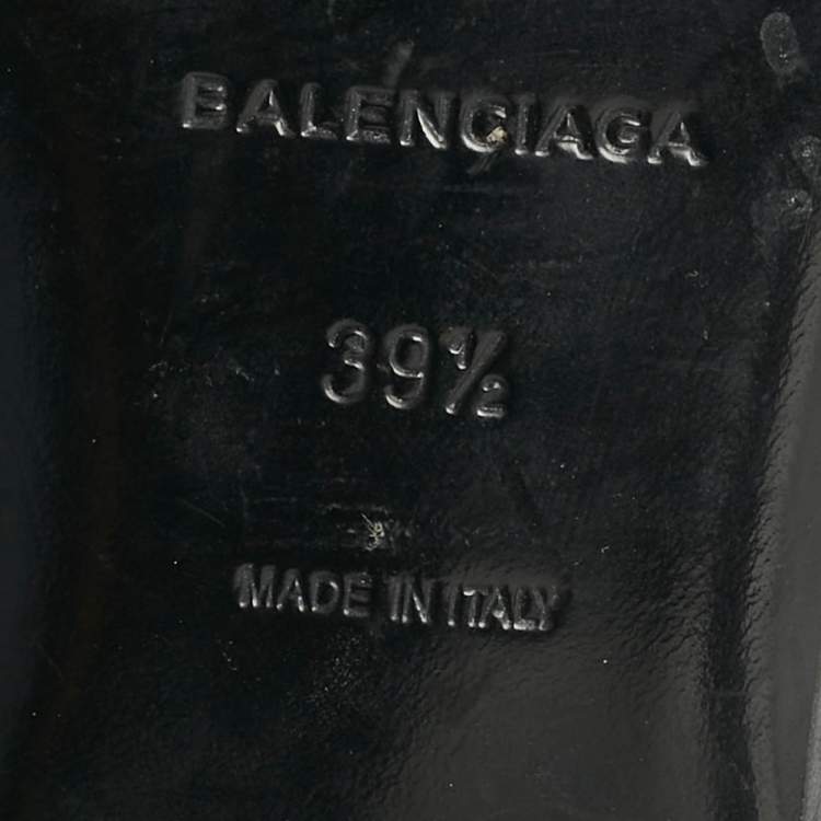 Pre Owned Balenciaga Black Leather Arena Thong Flats Size 39.5