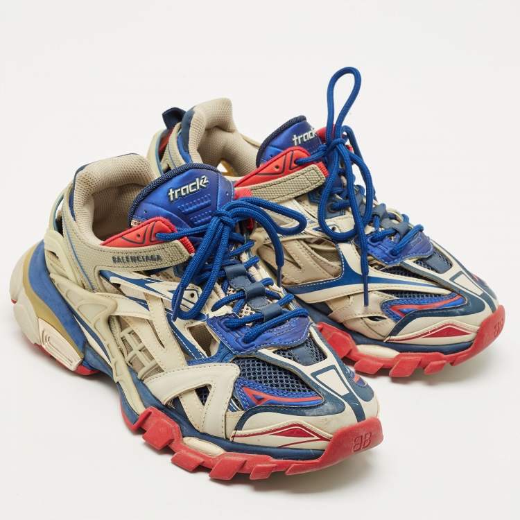 Pre Owned Balenciaga Multicolor Mesh And Synthetic Leather Track 2 Low Top Sneakers Size 39