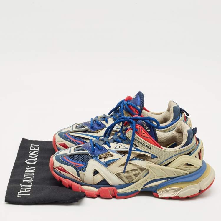 Pre Owned Balenciaga Multicolor Mesh And Synthetic Leather Track 2 Low Top Sneakers Size 39
