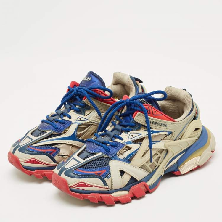 Pre Owned Balenciaga Multicolor Mesh And Synthetic Leather Track 2 Low Top Sneakers Size 39