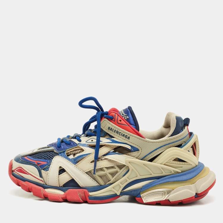 Pre Owned Balenciaga Multicolor Mesh And Synthetic Leather Track 2 Low Top Sneakers Size 39