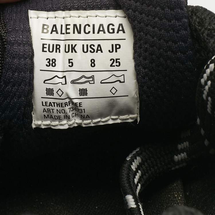 Pre Owned Balenciaga Black/White Faux Leather and Mesh 3XL Lace Up Sneakers Size 38