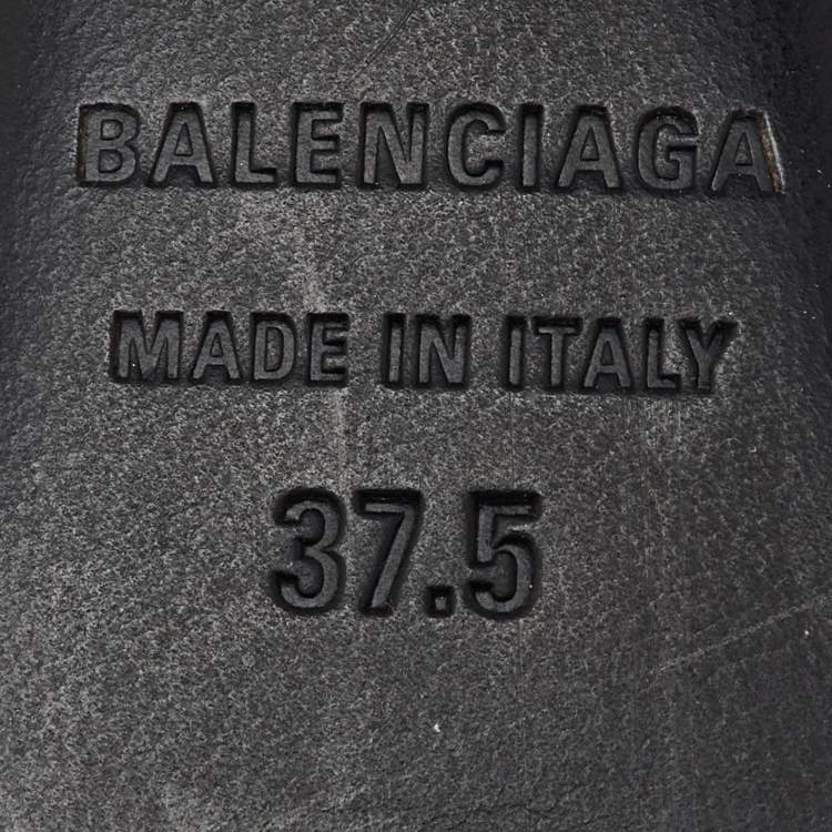 Pre Owned Balenciaga Navy Blue Velvet BB Logo Knife Mules Size 37.5