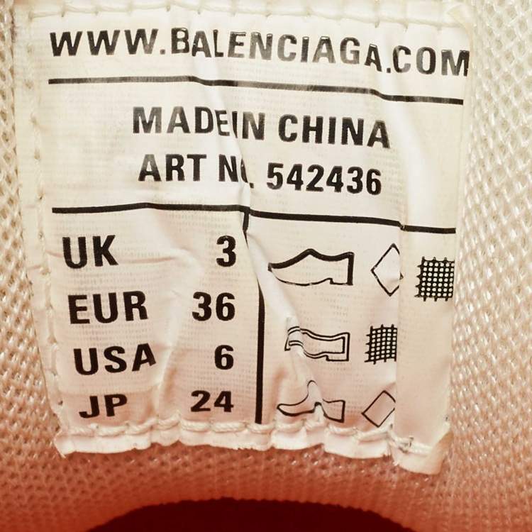 Pre Owned Balenciaga White/Orange Mesh and Faux Leather Track Low Top Sneakers Size 36