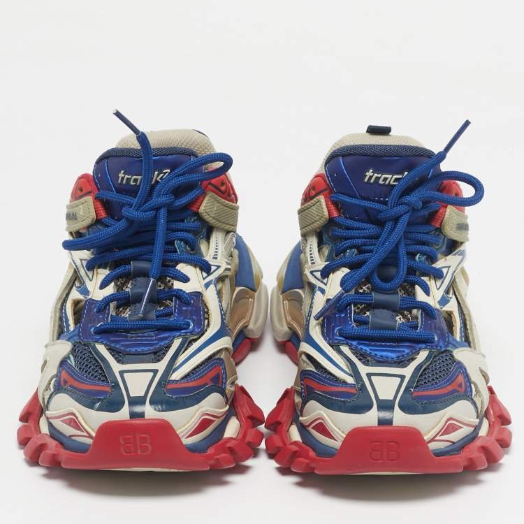 Pre Owned Balenciaga Multicolor Faux Leather and Mesh Track 2 Sneakers Size 37