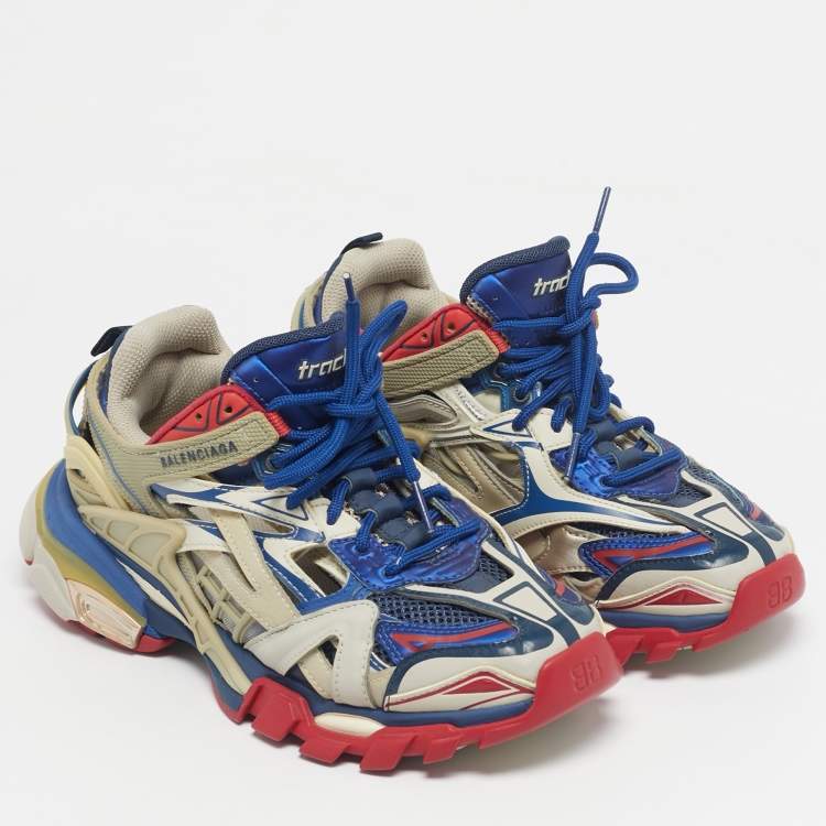 Pre Owned Balenciaga Multicolor Faux Leather and Mesh Track 2 Sneakers Size 37