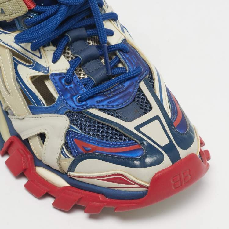 Pre Owned Balenciaga Multicolor Faux Leather and Mesh Track 2 Sneakers Size 37