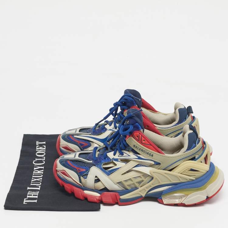Pre Owned Balenciaga Multicolor Faux Leather and Mesh Track 2 Sneakers Size 37