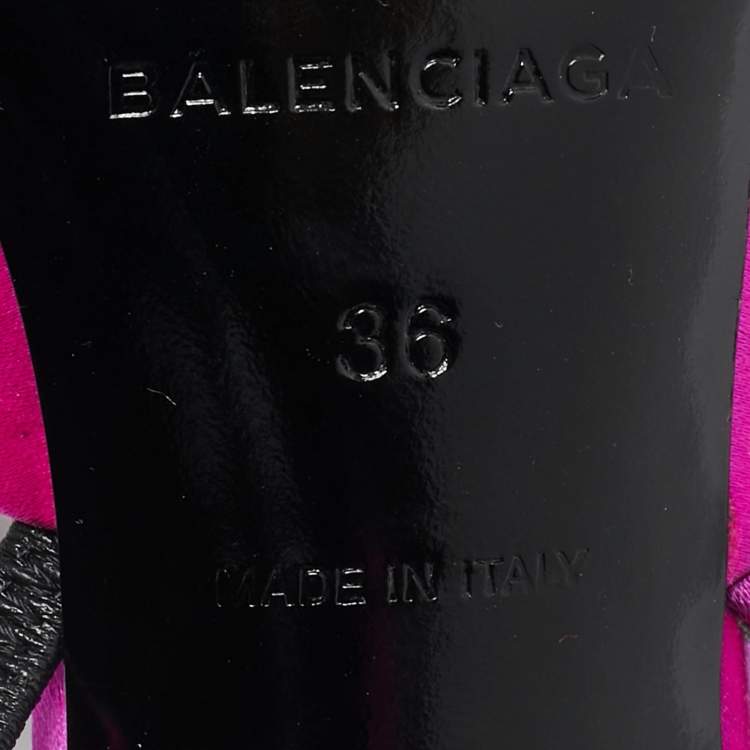 Pre Owned Balenciaga Fuchsia Satin Knife Bow Slingback Pumps Size 36