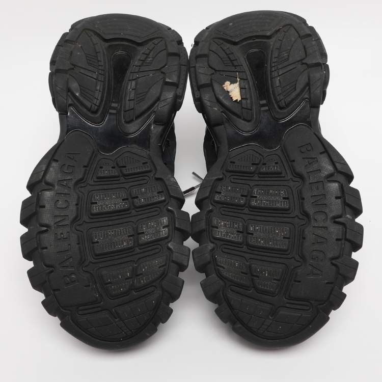 Pre Owned Balenciaga Black Faux Leather and Mesh Track Sneakers Size 39
