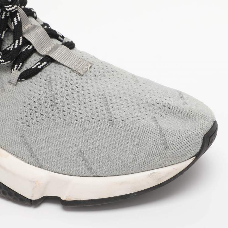 Pre Owned Balenciaga Grey Knit Fabric Speed Trainer Lace Up Sneakers Size 40