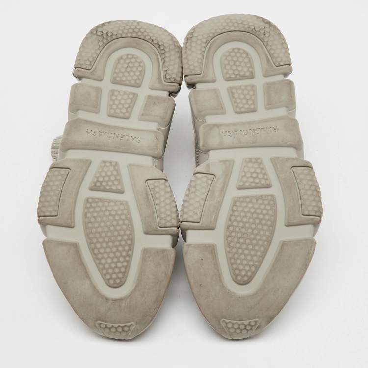 Pre Owned Balenciaga Light Grey Knit Fabric Speed Trainer Clear Sole Sneakers Size 38