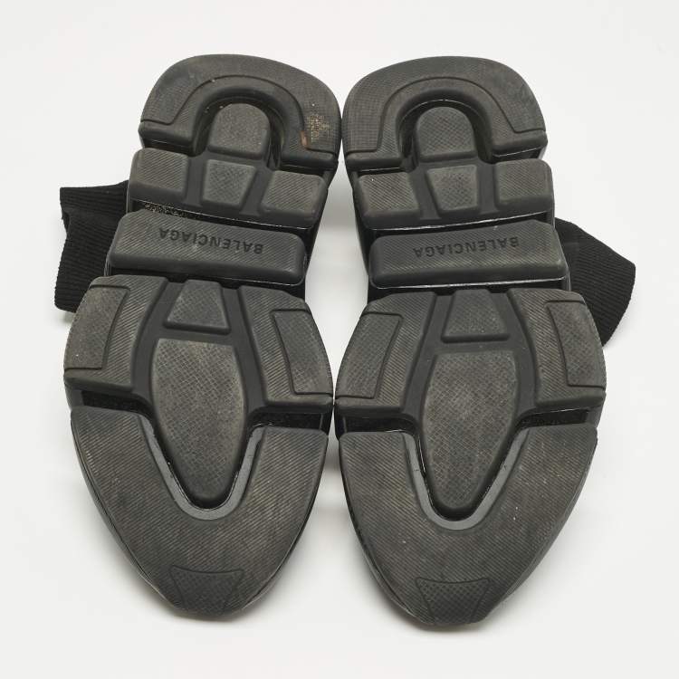 Pre Owned Balenciaga Black Knit Fabric Speed Trainer High Top Sneakers Size 37