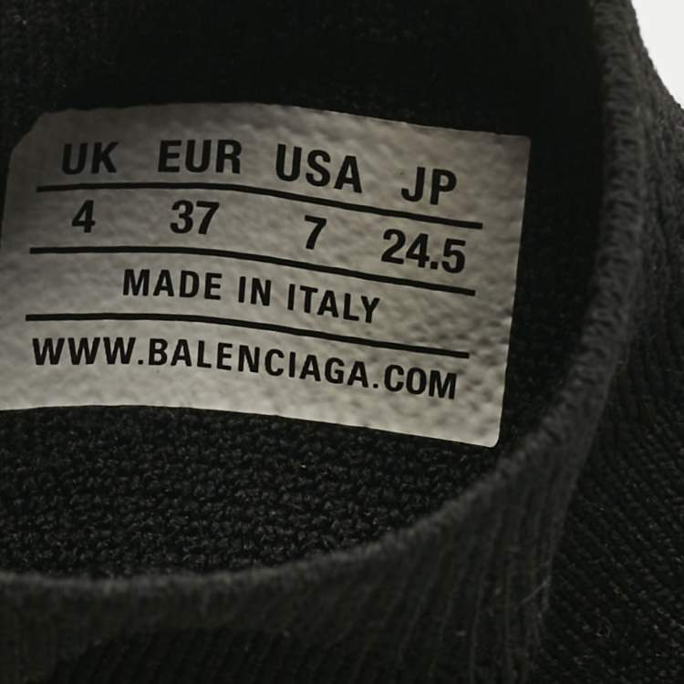 Pre Owned Balenciaga Black Knit Fabric Speed Trainer High Top Sneakers Size 37
