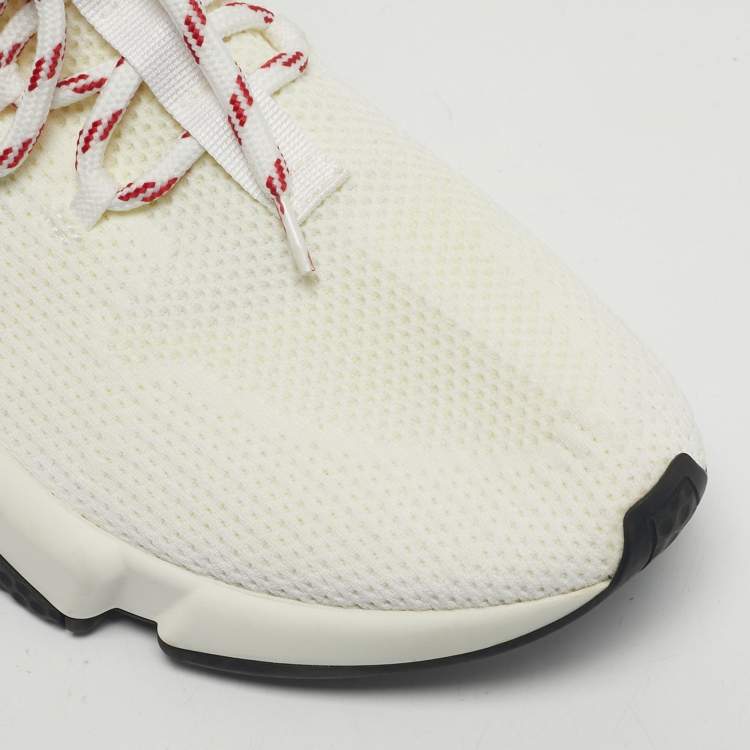 Pre Owned Balenciaga White Knit Fabric Speed Trainer High Top Sneakers Size 38