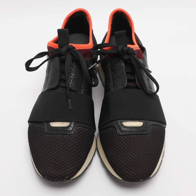 Pre Owned Balenciaga Multicolor Leather And Mesh Race Runner Low Top Sneakers Size 39