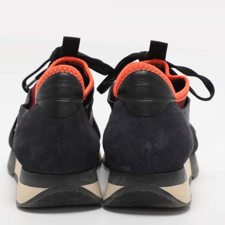 Pre Owned Balenciaga Multicolor Leather And Mesh Race Runner Low Top Sneakers Size 39