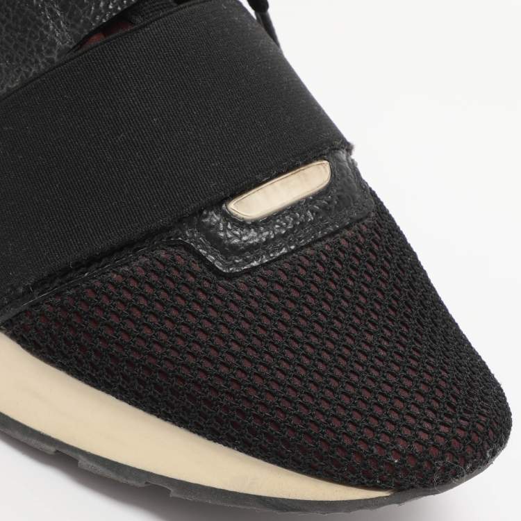 Pre Owned Balenciaga Multicolor Leather And Mesh Race Runner Low Top Sneakers Size 39