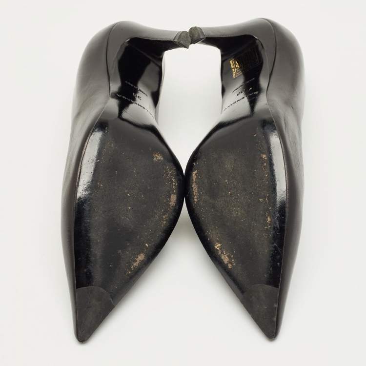 Pre Owned Balenciaga Black Leather Knife Pumps Size 38