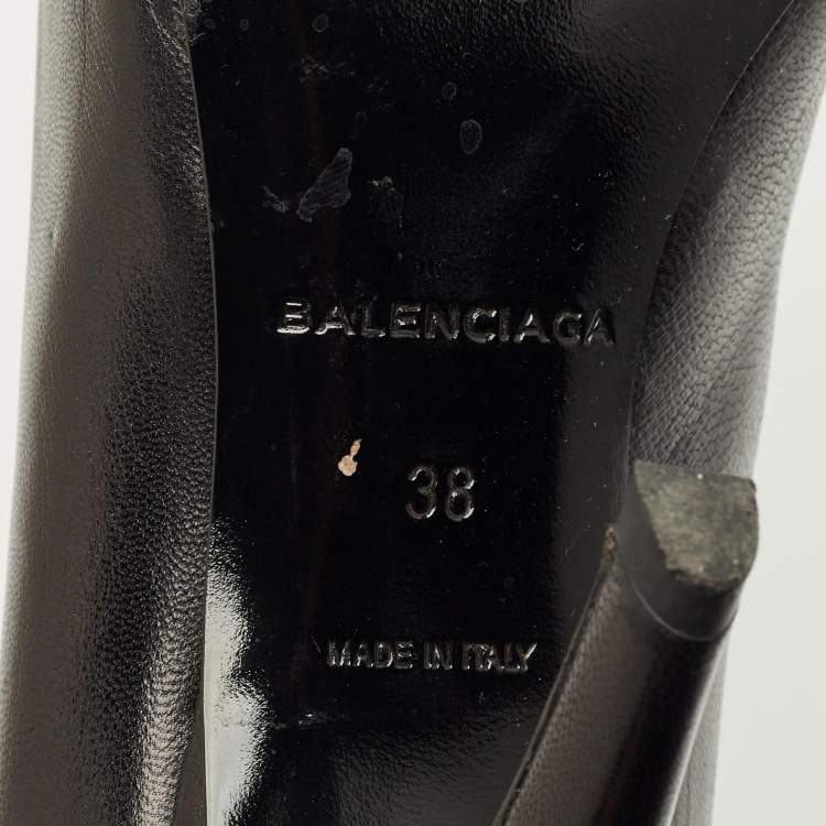 Pre Owned Balenciaga Black Leather Knife Pumps Size 38