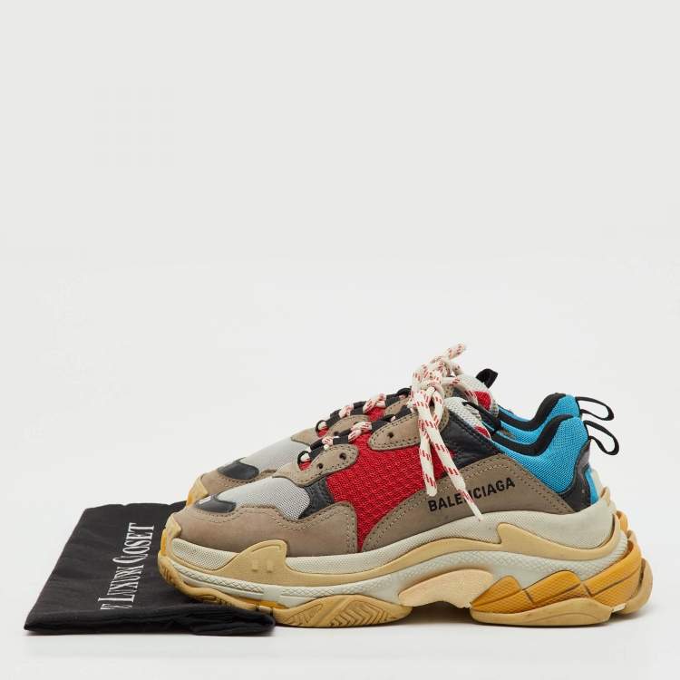 Pre Owned Balenciaga Multicolor Faux Leather and Mesh Triple S Sneakers Size 38