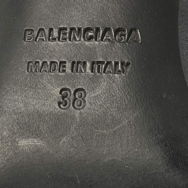 Pre Owned Balenciaga Grey Satin Knife Mules Size 38