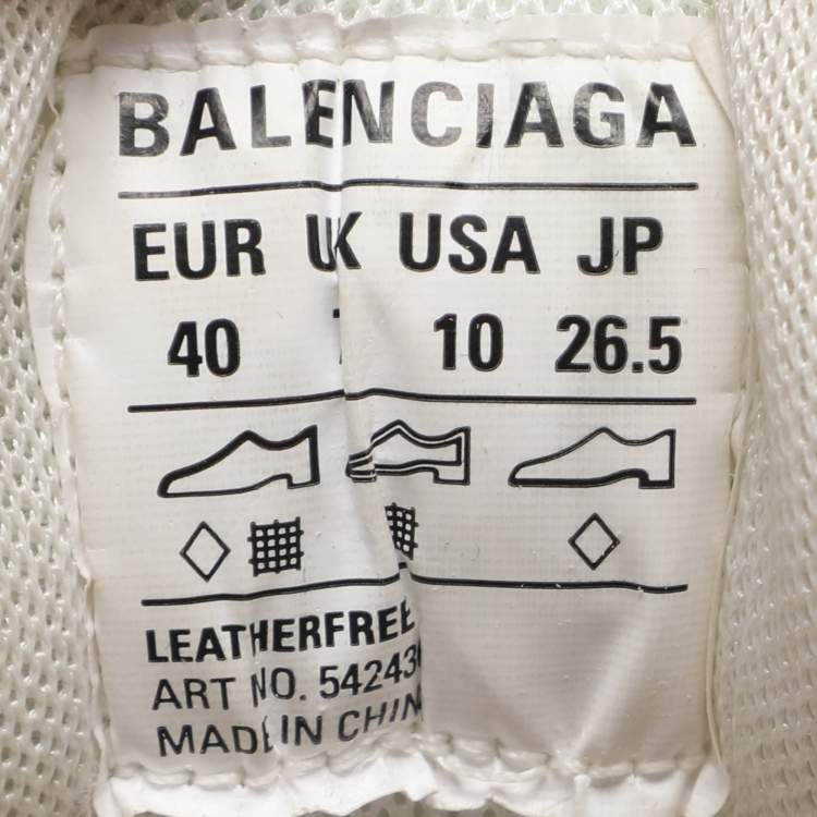 Pre Owned Balenciaga White/Green Mesh and Faux Leather Track Sneakers Size 40